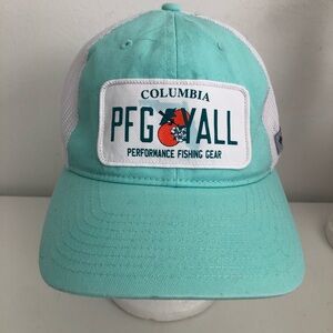 Columbia aqua and white PFG mesh back cap